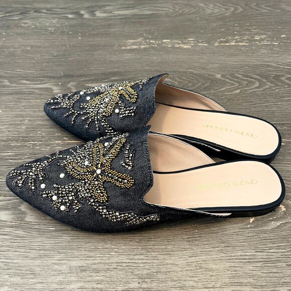 Andre Assous Beaded Pointed Flat Mules Size 10 - Picture 3 of 6